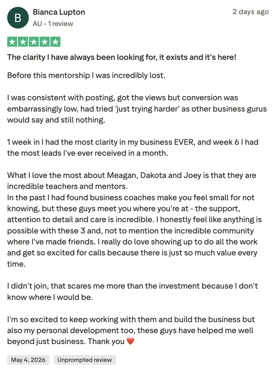 Five-star Trustpilot review