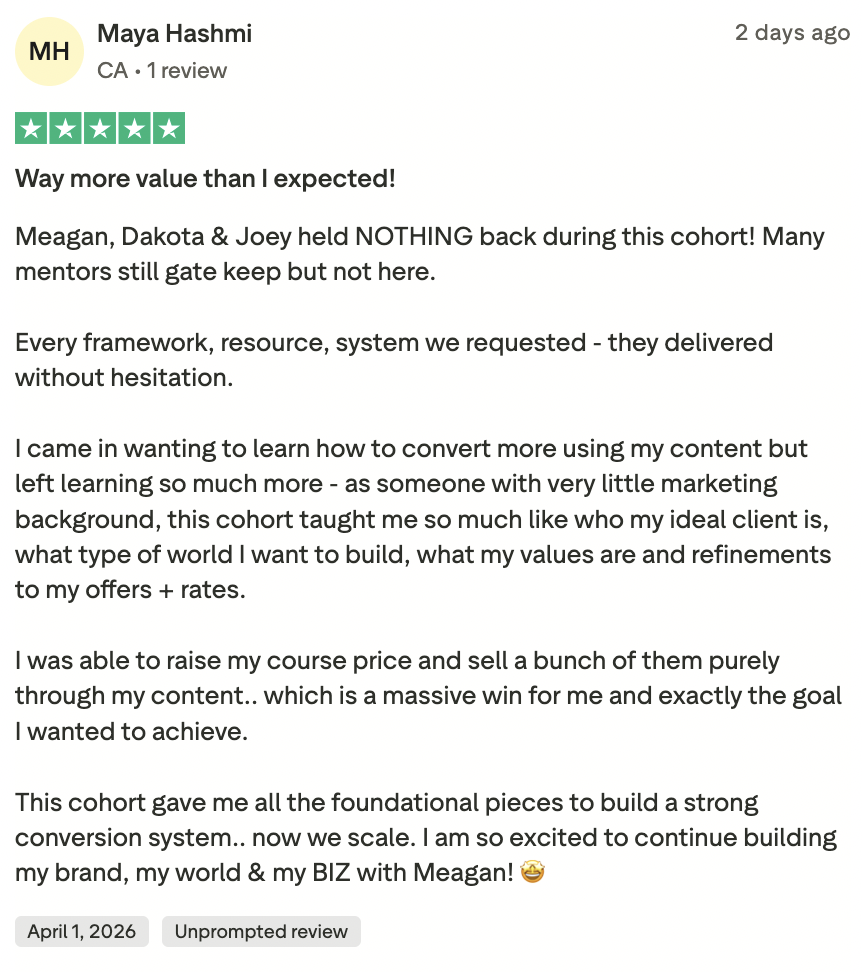 Five-star Trustpilot review